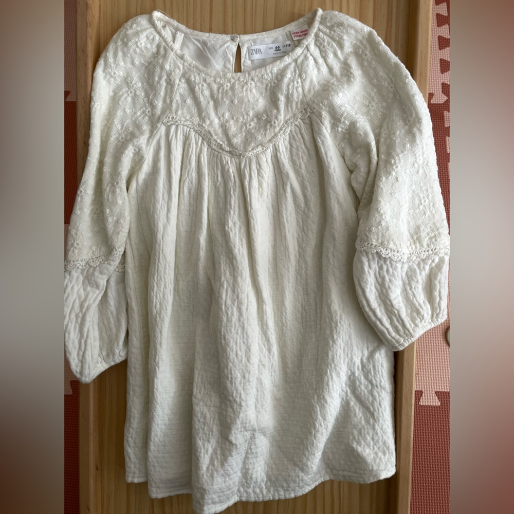 Girls Zara Cream Textured Dress